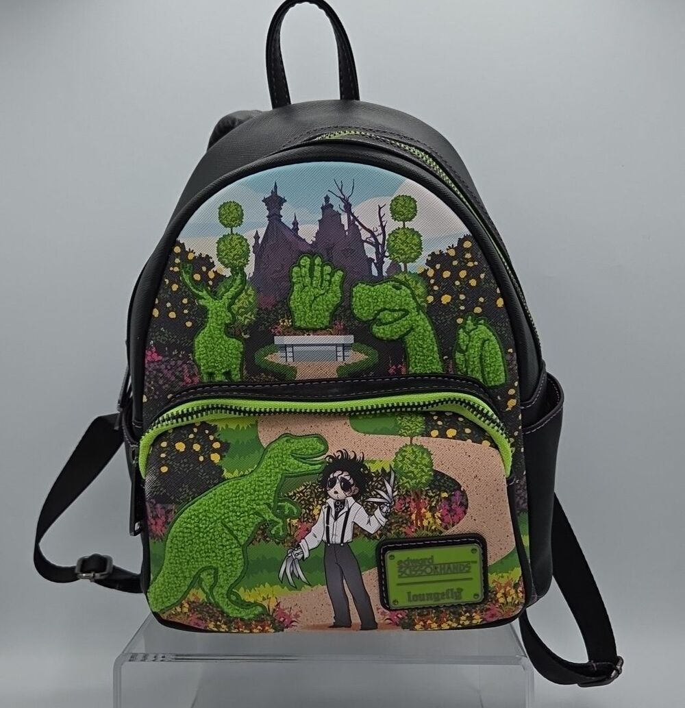 LOUNGEFLY EDWARD SCISSORHANDS TOPIARIES MINI BACKPACK EUC